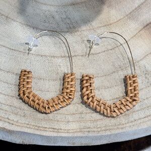 Woven Tan Hoop Earrings